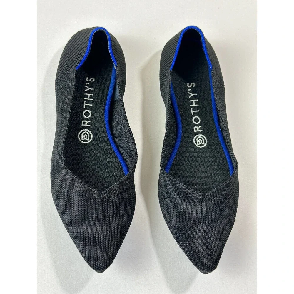 Rothy's The Point Black Solid Textile Ballet Flats Shoes Women's Size 9.5 - Picture 6 of 15